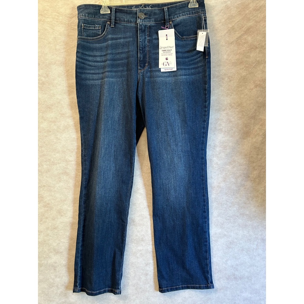 Gloria Vanderbilt Shape Effect Tummy Sculpt High Rise Straight Leg Jeans Blue 16